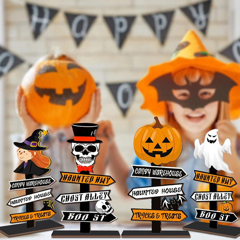 

Halloween Pumpkin Ghost Wooden Party Table Ornament Craft Halloween Home Table Decoration Supplies Halloween Party Kids Gifts