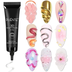 PUENTE 15ML claro 3D sin limpiar escultura Gel esmalte de uñas 3D cromo diseños de Arte de uñas pegamento de diamantes de imitación modelado Soak Off Nail Art Gel