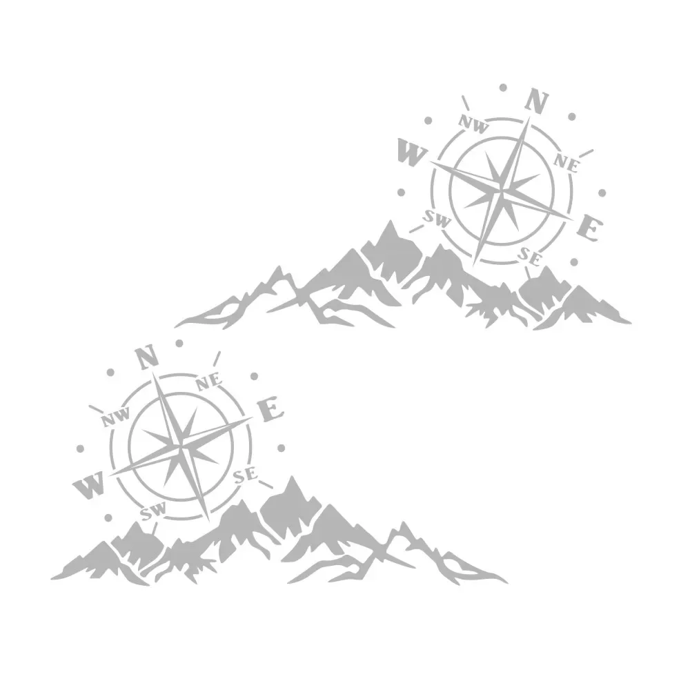 2PCS Mountain Adventurers Compass Graphics Decoration Rv Camper Truck Door Waist Line Hood Accessories Car Custom Stickers PVC