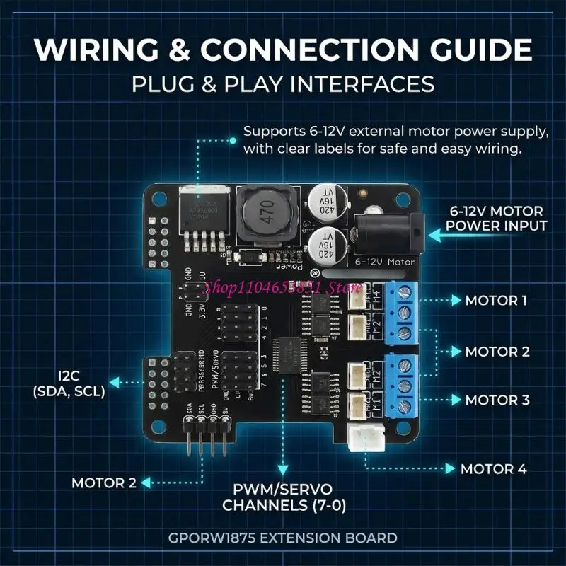 Two-Phase Motor Driver Board for Model 3 Controllers, I2C Motion Expansion with 4 Outputs for Robotics Learning Project Use