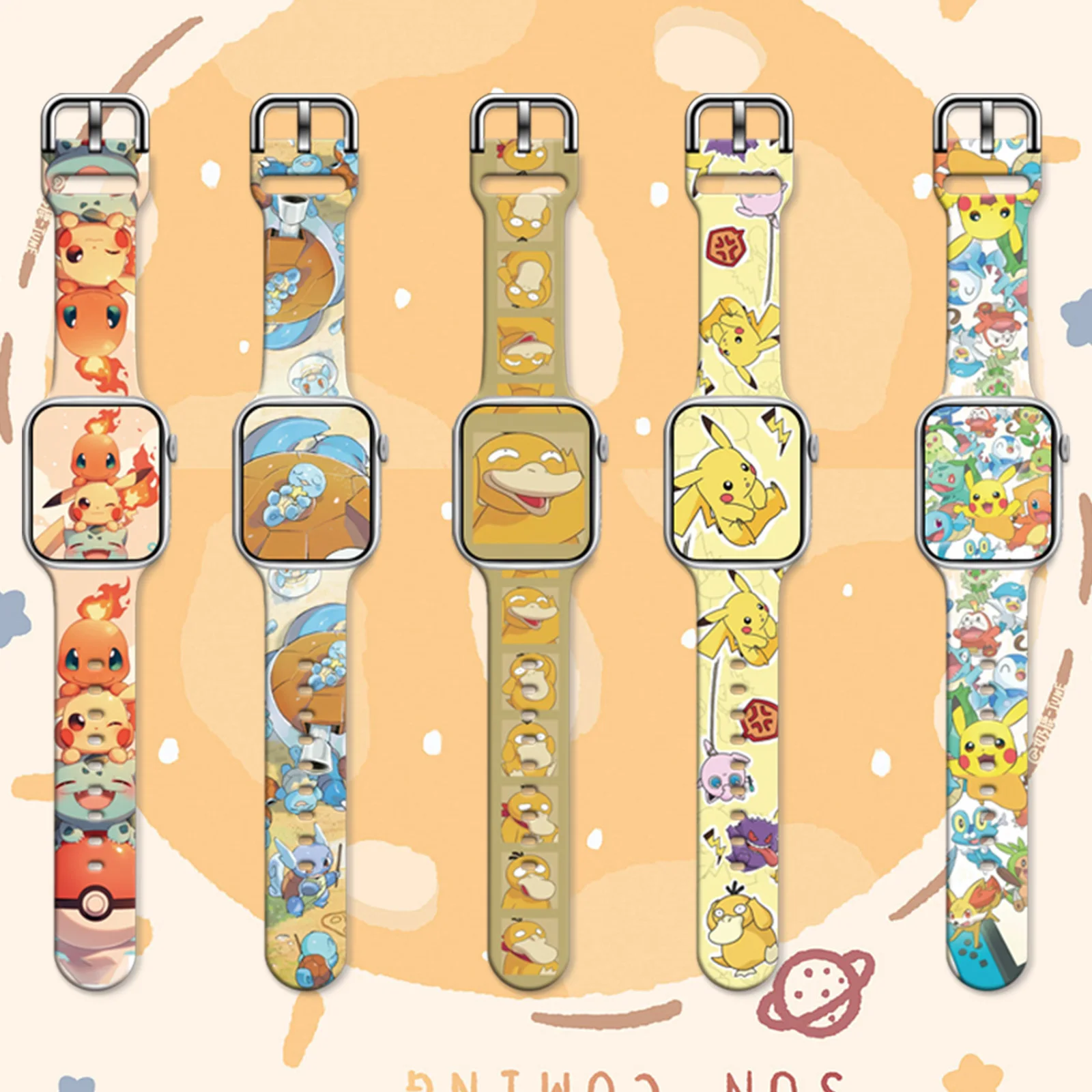 

Pocket Monster Print Strap for iWatch 11 10 9 8 Silicone Band Replaceable Bracelet for Apple Watch 46mm 44mm 42mm 41mm Watchband