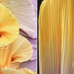 Orange-yellow-purple Gradient Pleated Fabric Spring Autumn Dress Cozy Suit Background Painting Handmade DIY Sewing Fabrics