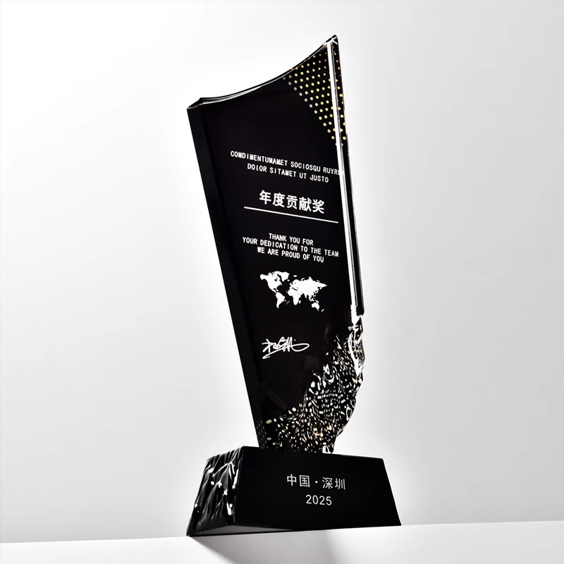 Customized Mountain Peak Shape Crystal Trophy, Company Annual Meeting Excellent Employee Souvenirs, Home Decorations Awards, 1Pc