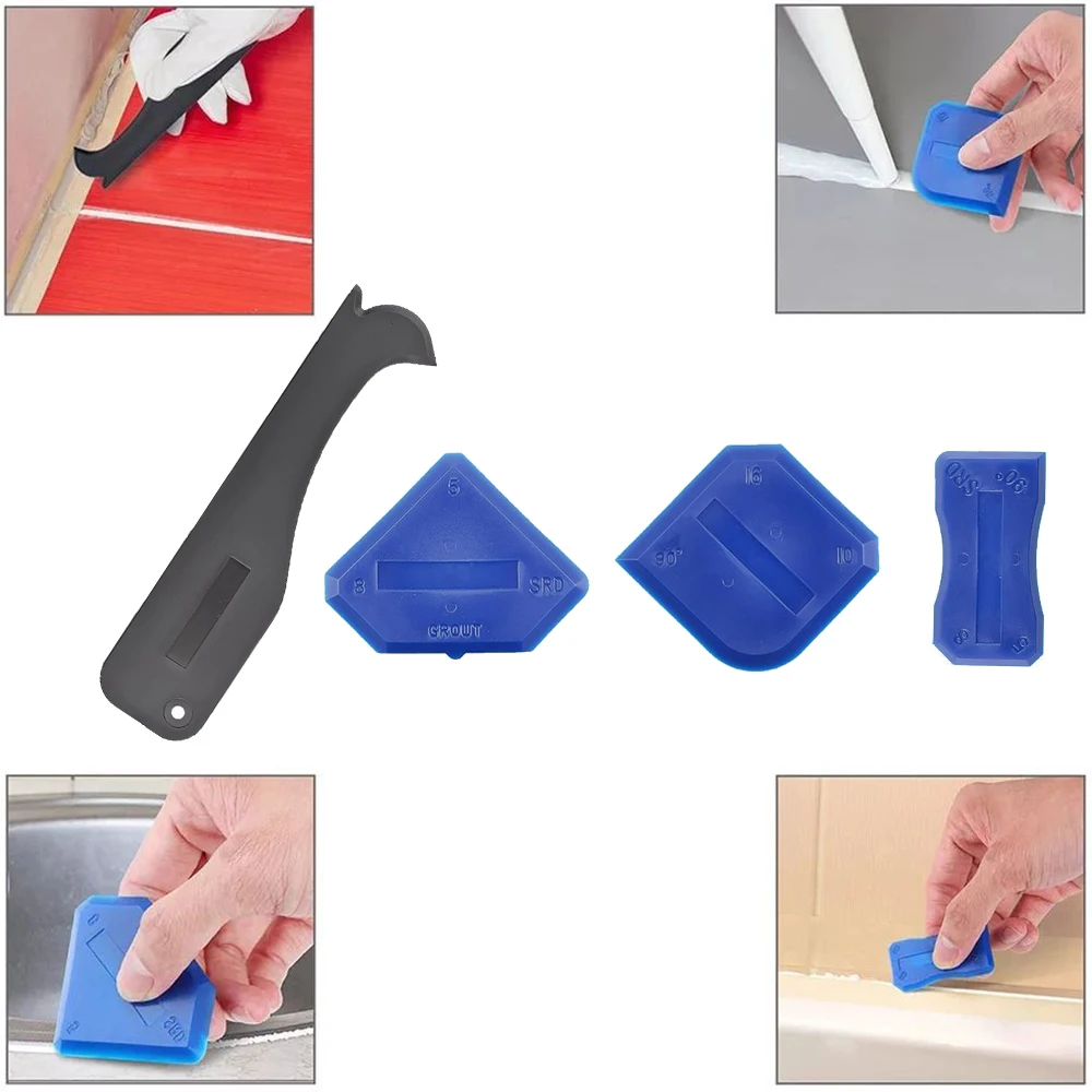 5 In 1 Silicone Scraper Sealant Smooth Remover Tool Set Caulking Finisher Smooth Grout Kit Floor Mould Removal Hand Tools Set