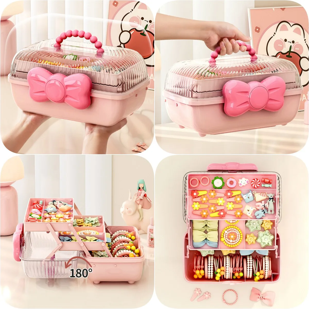 Multi-layer Hairpin Storage Box Cute Girls Jewellery Box Children\'s Hair Accessories Storage Box Toy Storage Box 악세사리 보관함