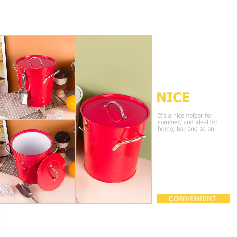 

1Set Portable Ice Bucket Premium Iron Material Smooth Texture Sturdy Handle Space Saving Design for Home Bar Ktv Restaurant Club