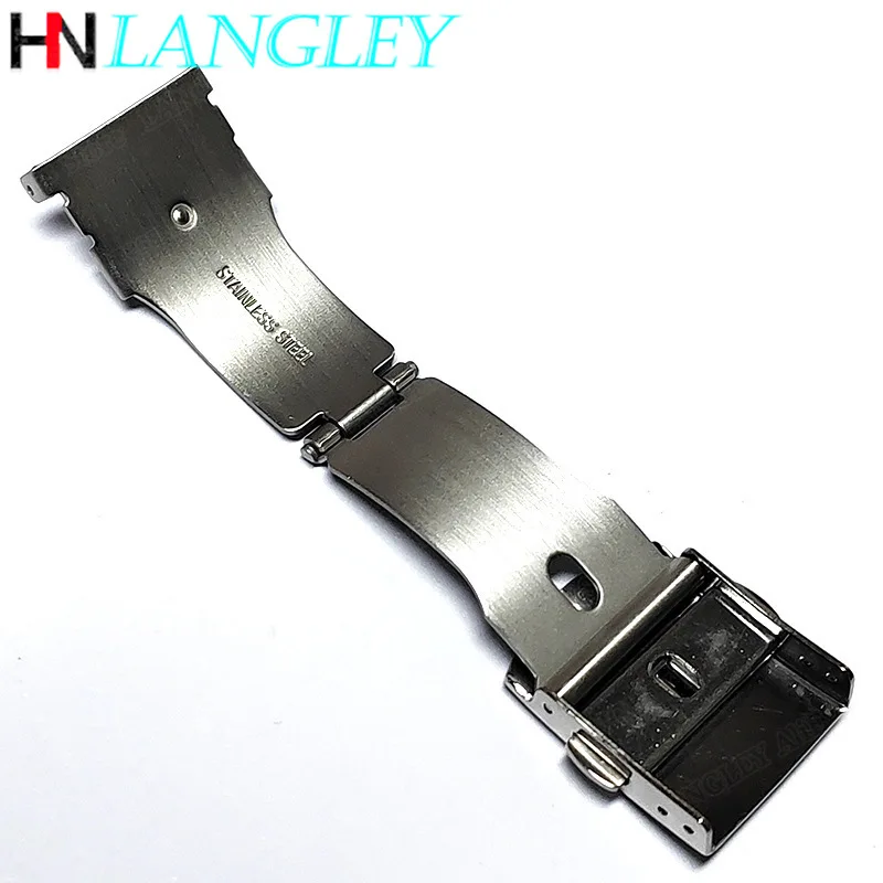 Watch Buckle Double Click Stainless Steel Buckle Watch Push Button 18mm 20mm 22mm Fold Deployment Clasp Brushed Buckle for Seiko