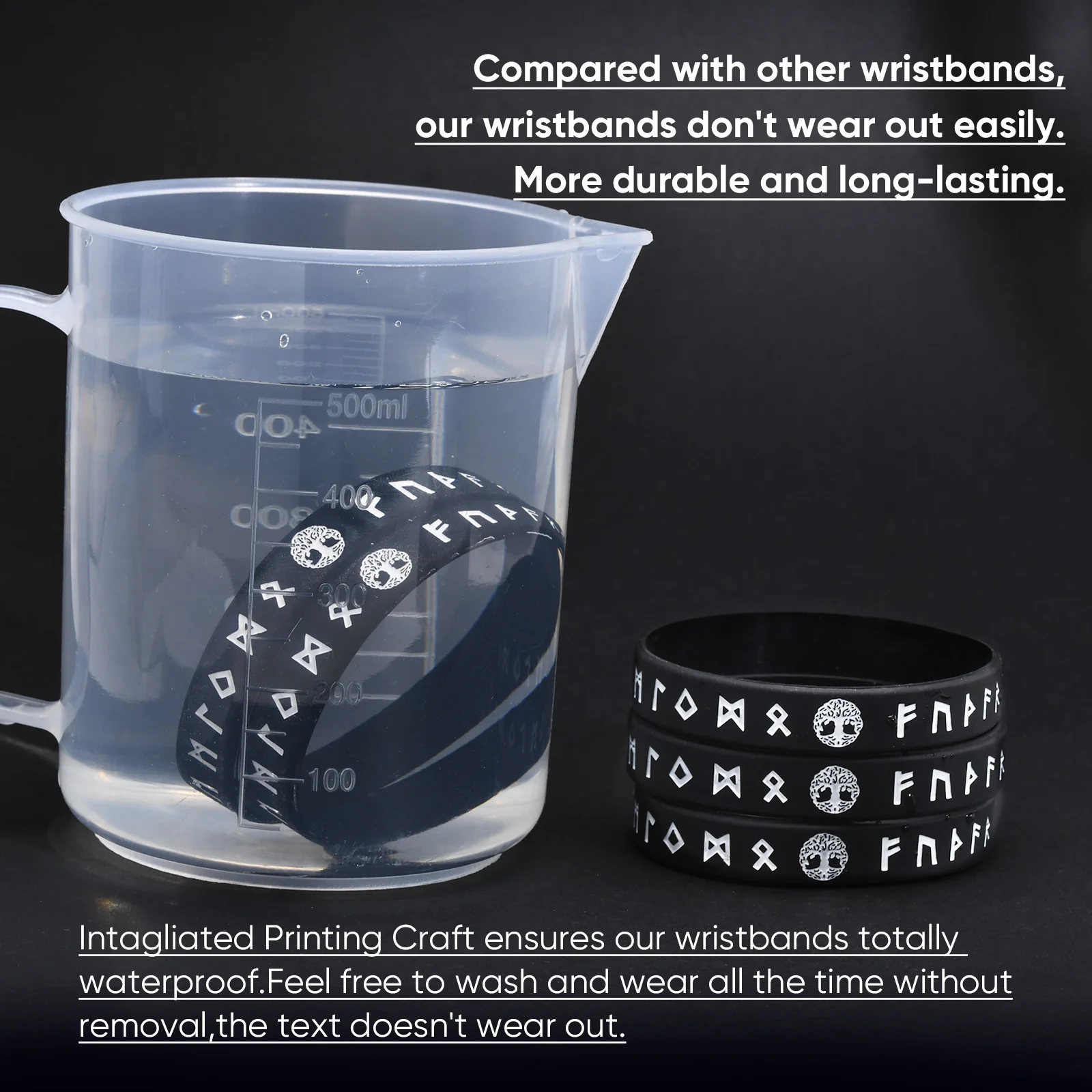 Mprainbow Mens Tree of Life Bracelets, 1/2/3/4 Pcs Norse Viking Soft Runes Silicone Rubber Band Wristband Bangle,Comfort Fit