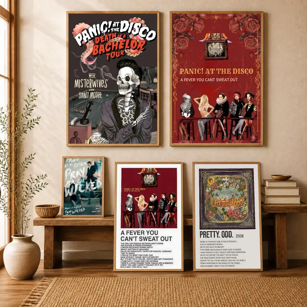 P-Panic! At The Disco Band Poster Modern Home Living Bedroom Bar Hallway Waterproof Wall Art Aesthetic Decor