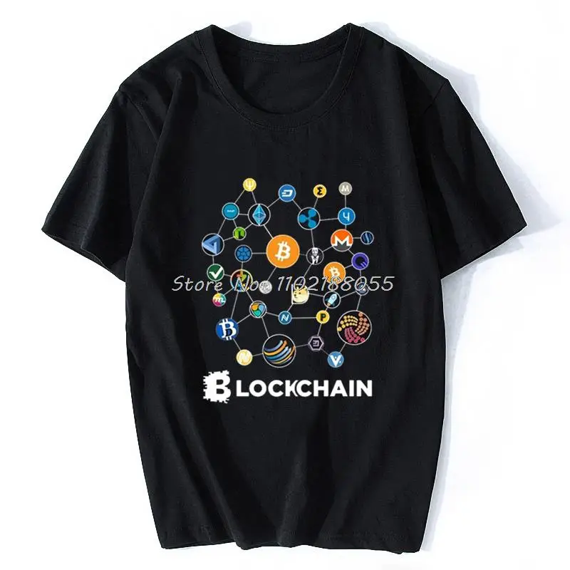 Blockchain BitCoin Litecoin Ripple Ethereum Cryptocurrency T Shirt Women Men Novelty T-shirt Cotton Tees Streetwear Oversize