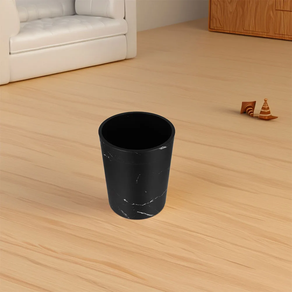 

Imitation Marble Trash Can Large Capacity Home Office Bathroom Waste Paper Basket Garbage Storage Bucket Plastic Container Round