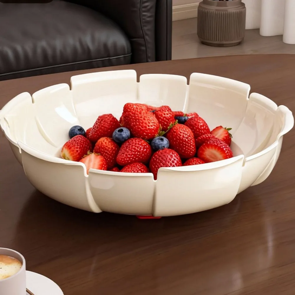

High Quality Large Capacity Fruit Plates Petal Shape with Compartment Snack Storage Dish Non-toxic Stackable Fruit Bowl Party