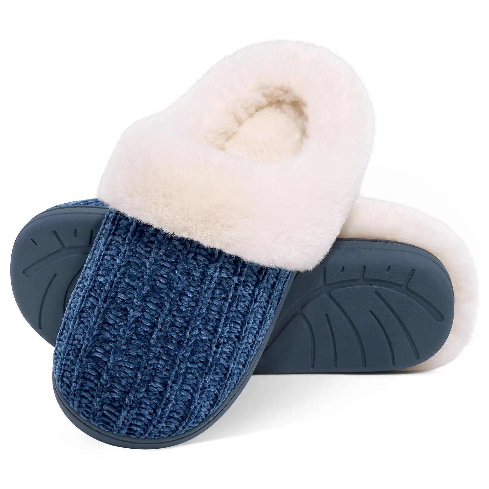 Pallene Men Fuzzy House Slippers Indoor Casual Memory Foam Knit Flat Slides Cozy Plush Women Slipper Fur Fluffy Men Cotton Shoes