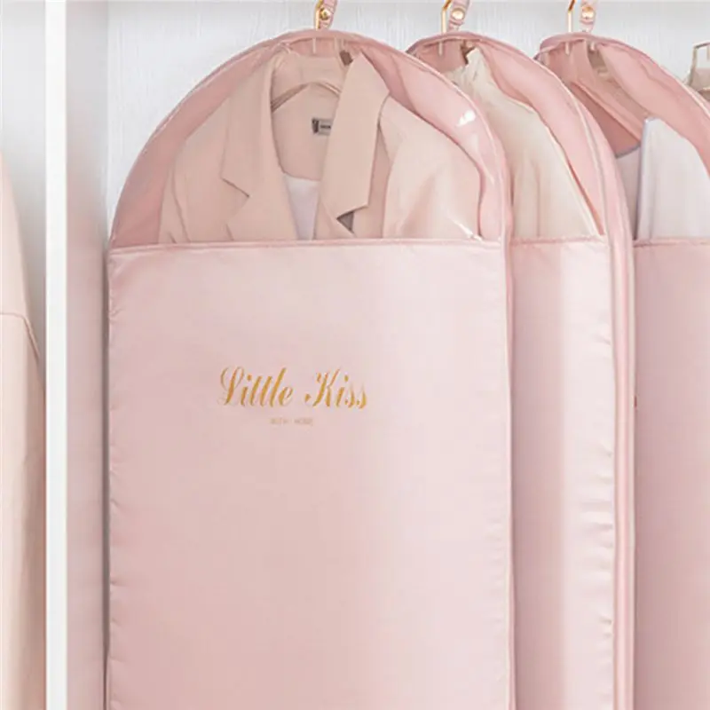 AA10RR Clothes Dust Cover Clothing Hanging Bag Suit Coat Dust Cover Clothes Storage Bag Garment Dress Organzier 90 X 58Cm