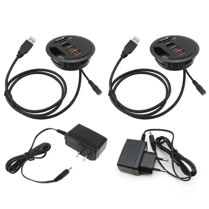 

USB HUB USB3.0 Mount In Desk Multi USB 3.0 Splitter High Speed Desktop Grommet USB 3.0 HUB Adapter For PC/Tablet P9JB