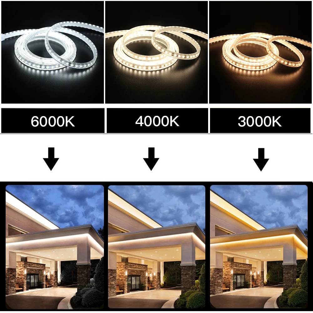 Solar Outdoor LED Lights IP67 Waterproof 12V 24V 120LEDs/m Warm White 4000K White LED Strip Solar Lighting For The Garden