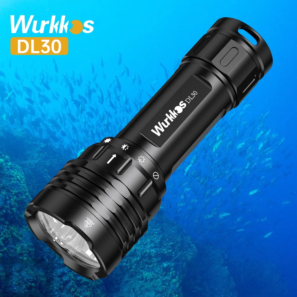 Wurkkos DL30 Dive Light 21700 LED Flashlight Underwater IPX-8 Waterproof Torch 3600lm Triple LH351D Magnetic Control Ring Switch