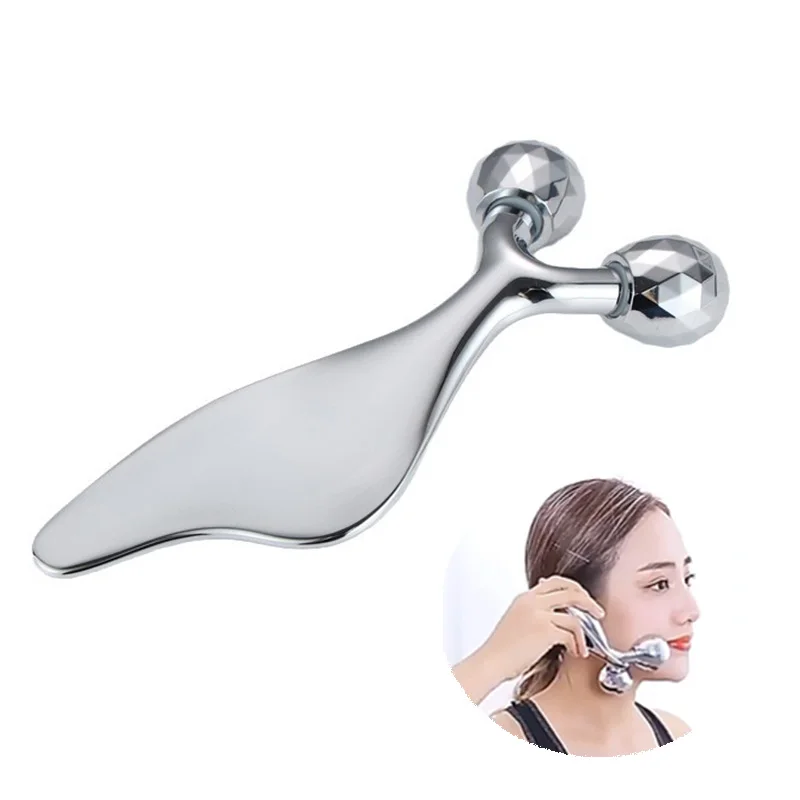 

Eye Face Massager Double Roller Metal Body Neck Facial Lifting Massage Tools Scraping V Face Massage Rollers Stick