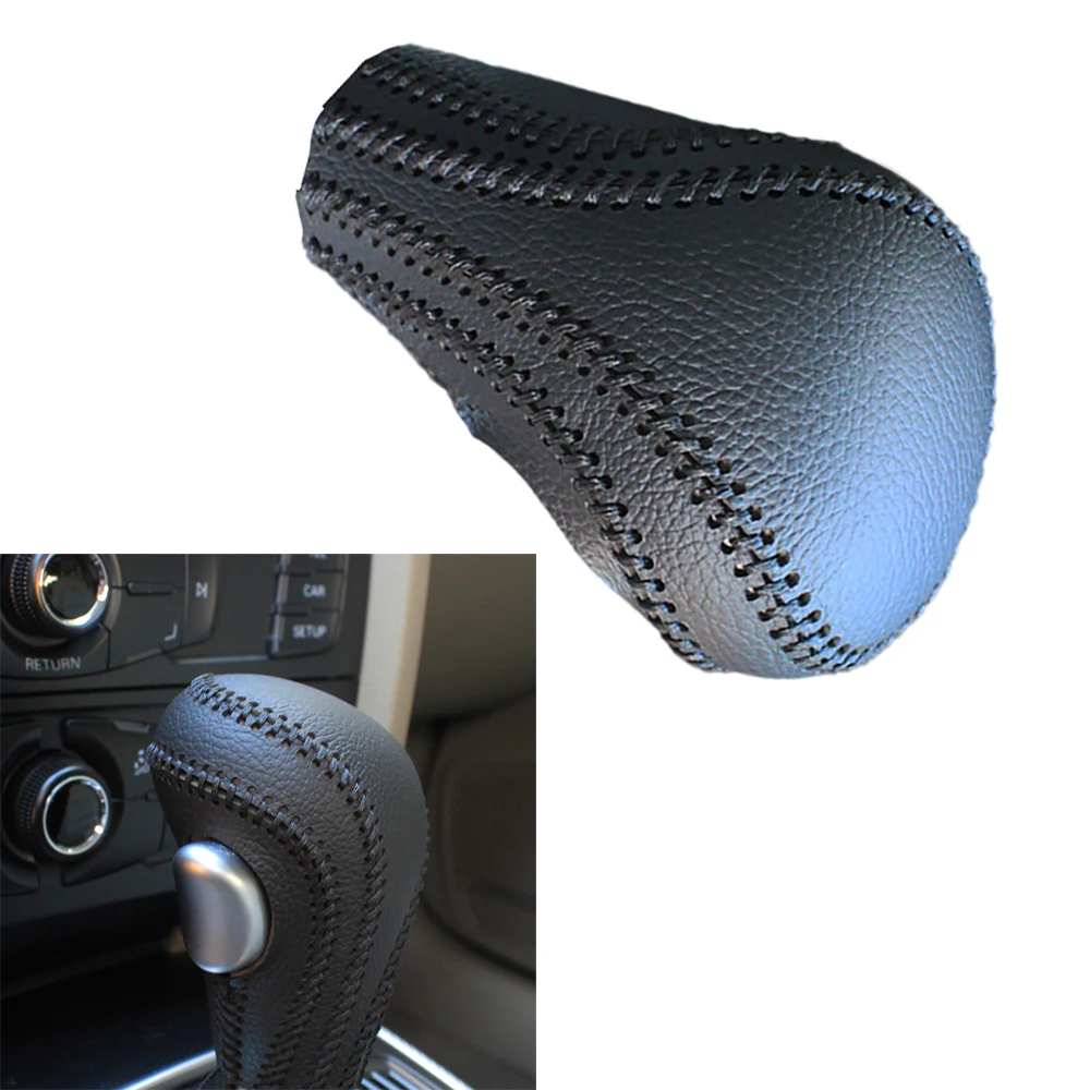 1Pc Shift Knob Cover Gear Shift Head Cover Set Knob Protector Leather Cover for Audi A4 A6 Q5 Q7 A5 Automatic Transmission Model