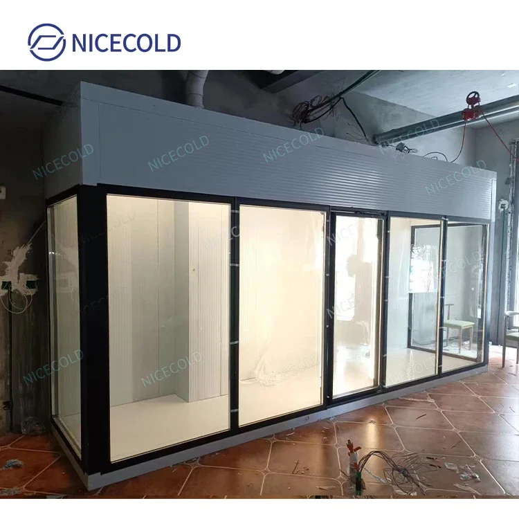 Custom Multifunction 4 Glass Door Walk In Cooler Cold Room For Flowers Display Cooler