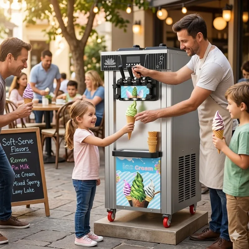 Ice Cream Vending Machine Self Service Commercial Soft Serve Maker Frozen Yogurt Equipment for Mall Food Court