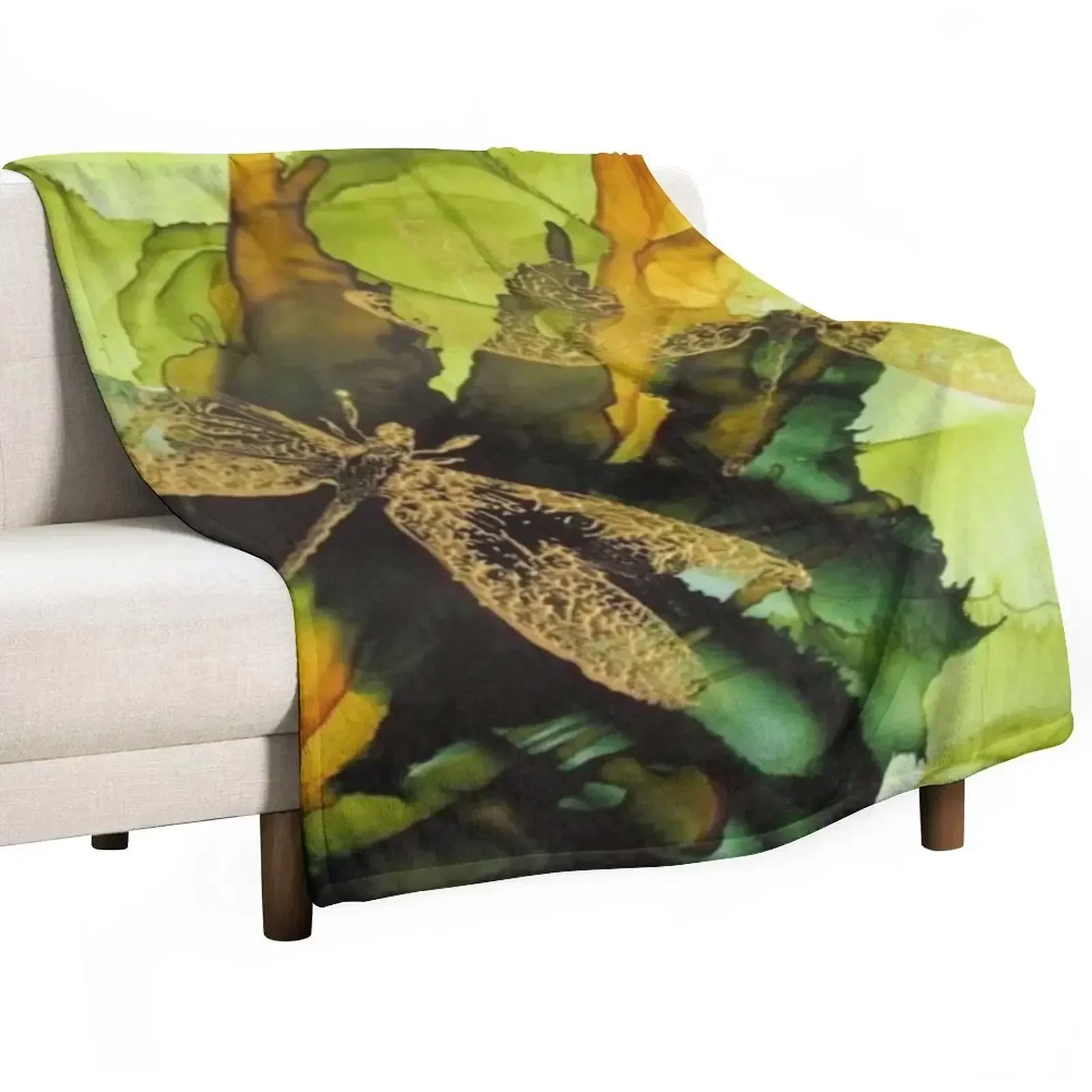 Pretty in Gold - by Barbara Mitchell Throw Blanket warm winter Bed linens Decoratives Custom wednesday Luxury Blankets