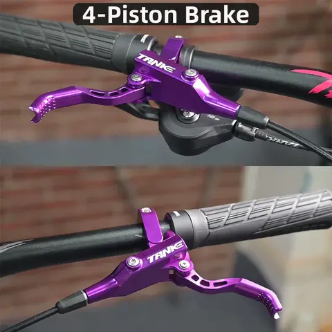 TANKE MTB freno de disco hidráulico de 4 pistones 900/1700mm 4 pistones pastillas de freno de resina presión de aceite AM DH Road MTB freno de disco ultraligero