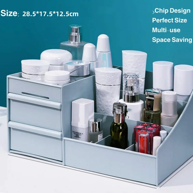 

Makeup Organizer for Vanity Bathroom Desktop Cosmetics Storage Box with Drawers for Lipstick, Brushes, Lotions, Eyeshadow