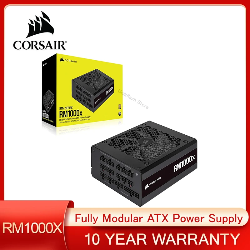 Corsair RM1000x Fully Modular ATX 1000W Power Supply 80 PLUS Gold Low Noise Fan Zero RPM supply supports ATX 3.0/4090/Pcle 5.0