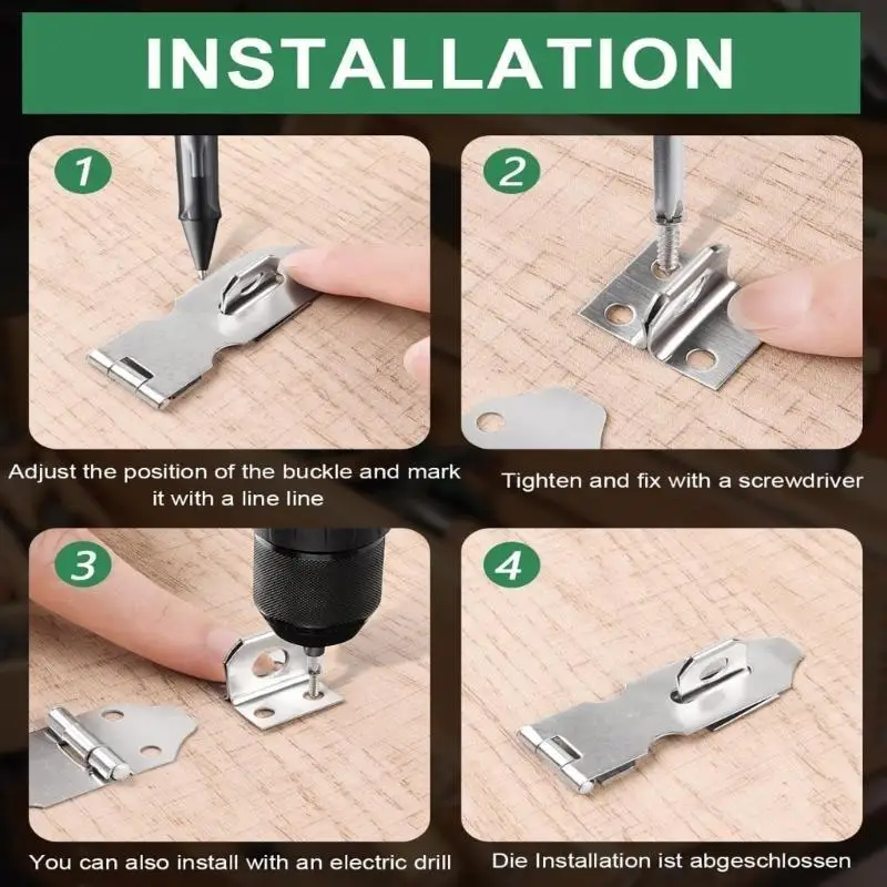 652F 10pcs Stainless Steel Cabinet Latches With Pre Drills Holes Rustproof Small Door Lock for Drawers Toolboxes Organizers