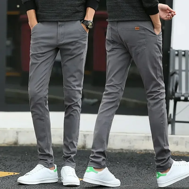 Pants2024Men's Slim Fashion Straight Pants Business Casual Pants for Spring Autumn Comfortable Fit Breathable Trousers Male