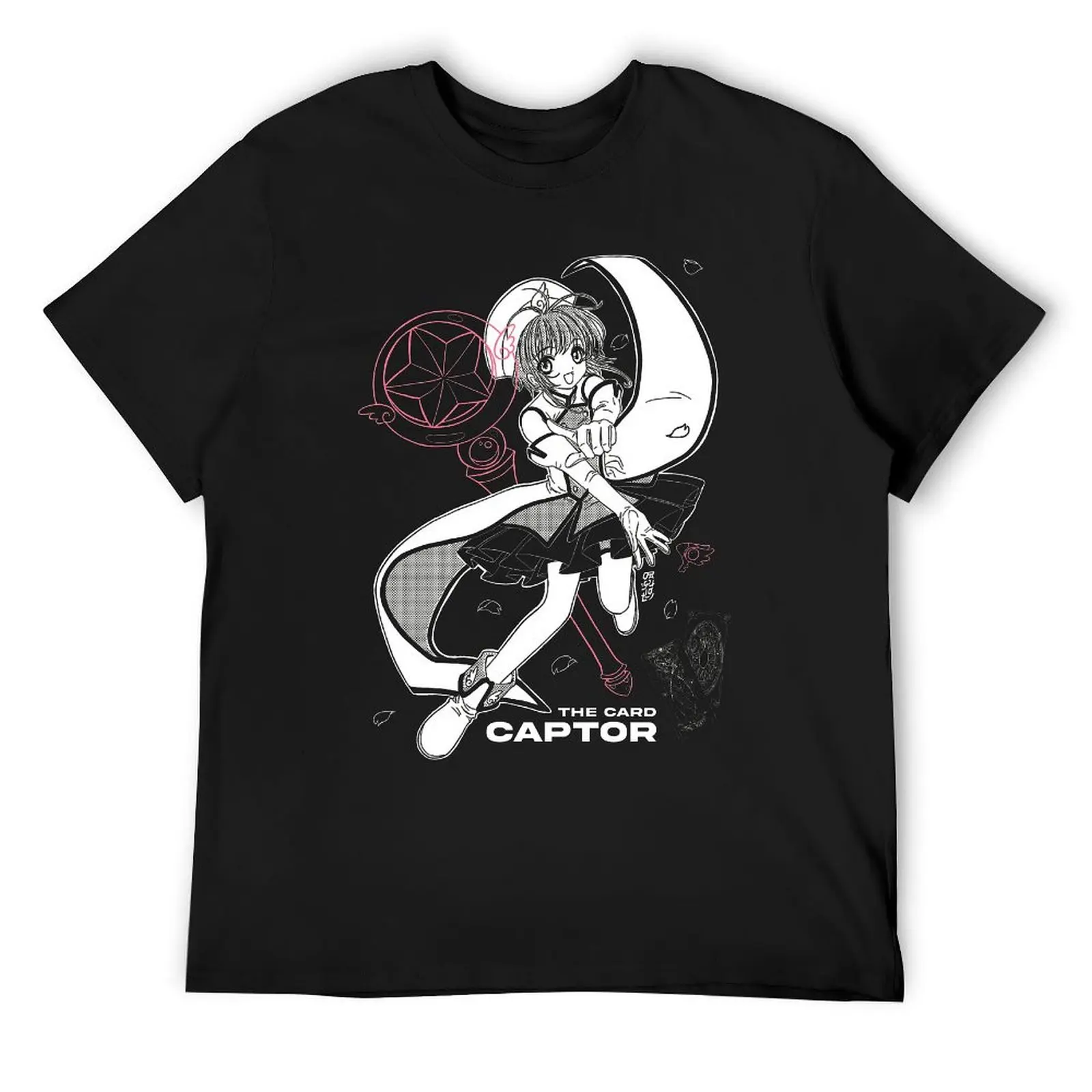 Harajuku SAKURA The Card Captor Greeting Card T-shirt  Move T-shirts Classic Geek Fitness USA Size