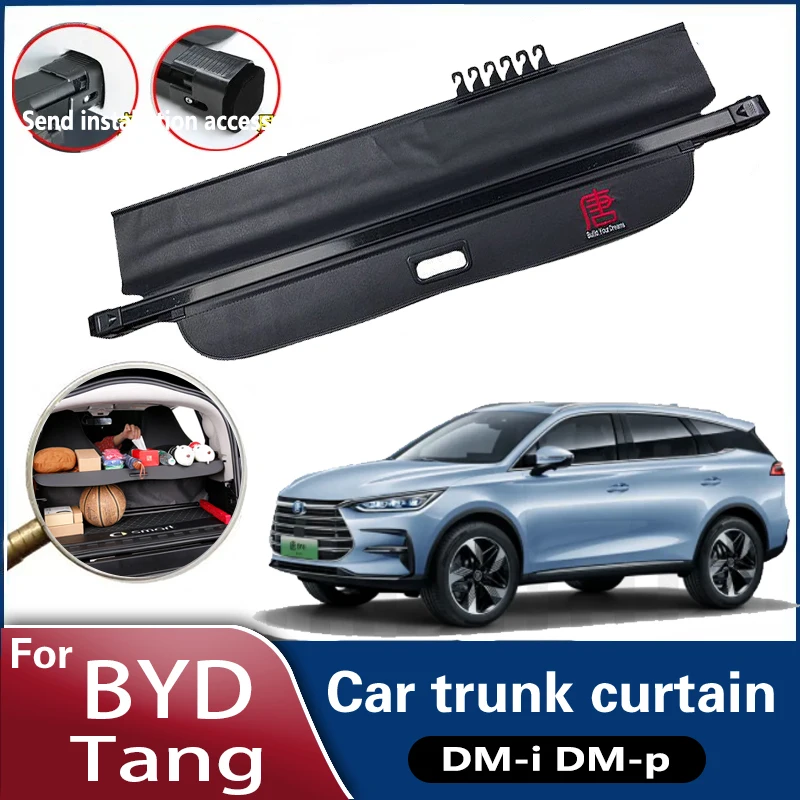 Car Trunk Curtain For BYD Tang Tan Accessories DM-i DM-p Scratch ResistantTrunk Covers Rear Rack Partition Shelter Accessories