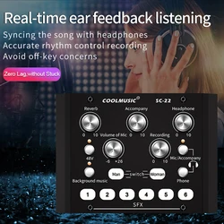 Live Broadcast Sound Card Voice Sound Effects External Headset Microphone For KTV Radio Braodcasting Singing Recording Computer