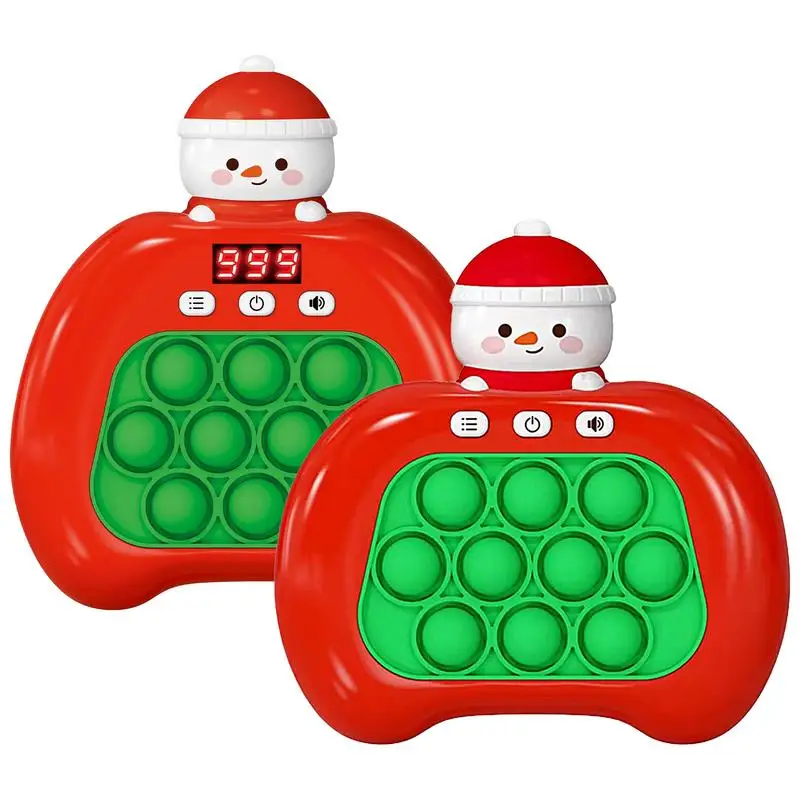 

4 Modes Fast-Push-Bubble-Game Quick Push Bubble Game Handle Toys Interactive Educational Snowman Design Pounding Fidget Toys