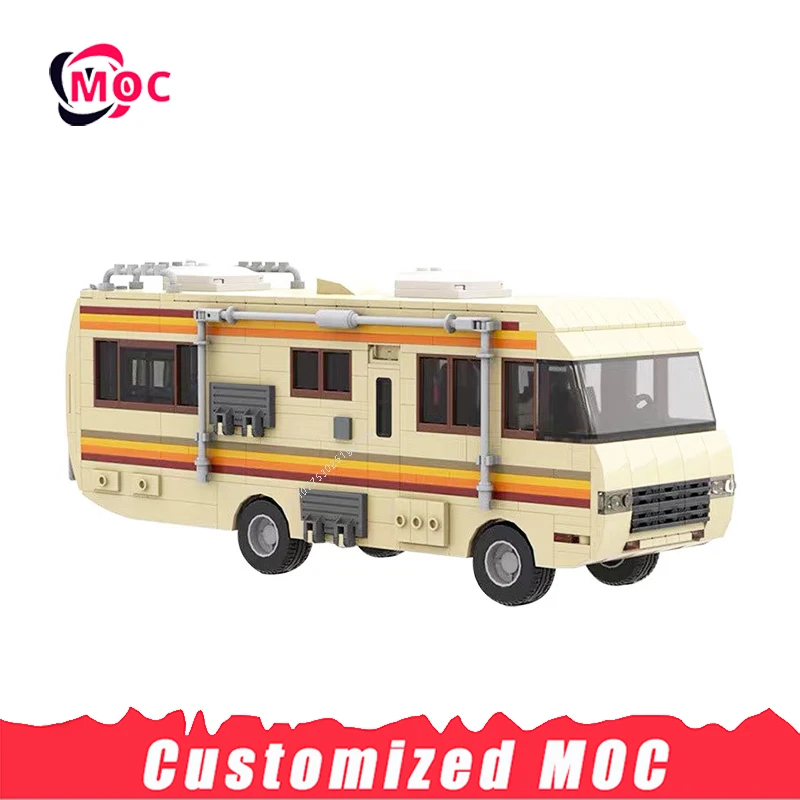 644PCS MOC Breaking Bad White Car Building Block Kit Walter White Pinkman Cooking Lab RV Classic Movie Model Toy Children Gift