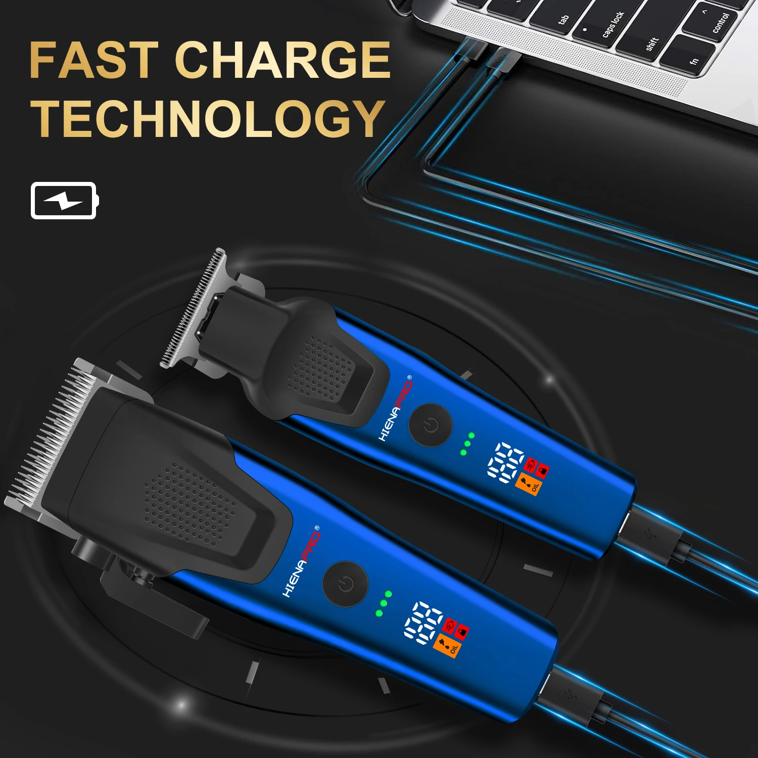 HIENA 2/4pcs Electric Hair cutting machine Blue and White Professional Hair Clipper Set Shaver and Nose Hair Trimmer Home Appliances Electric Clippers for Hair Salons—Men's Gift