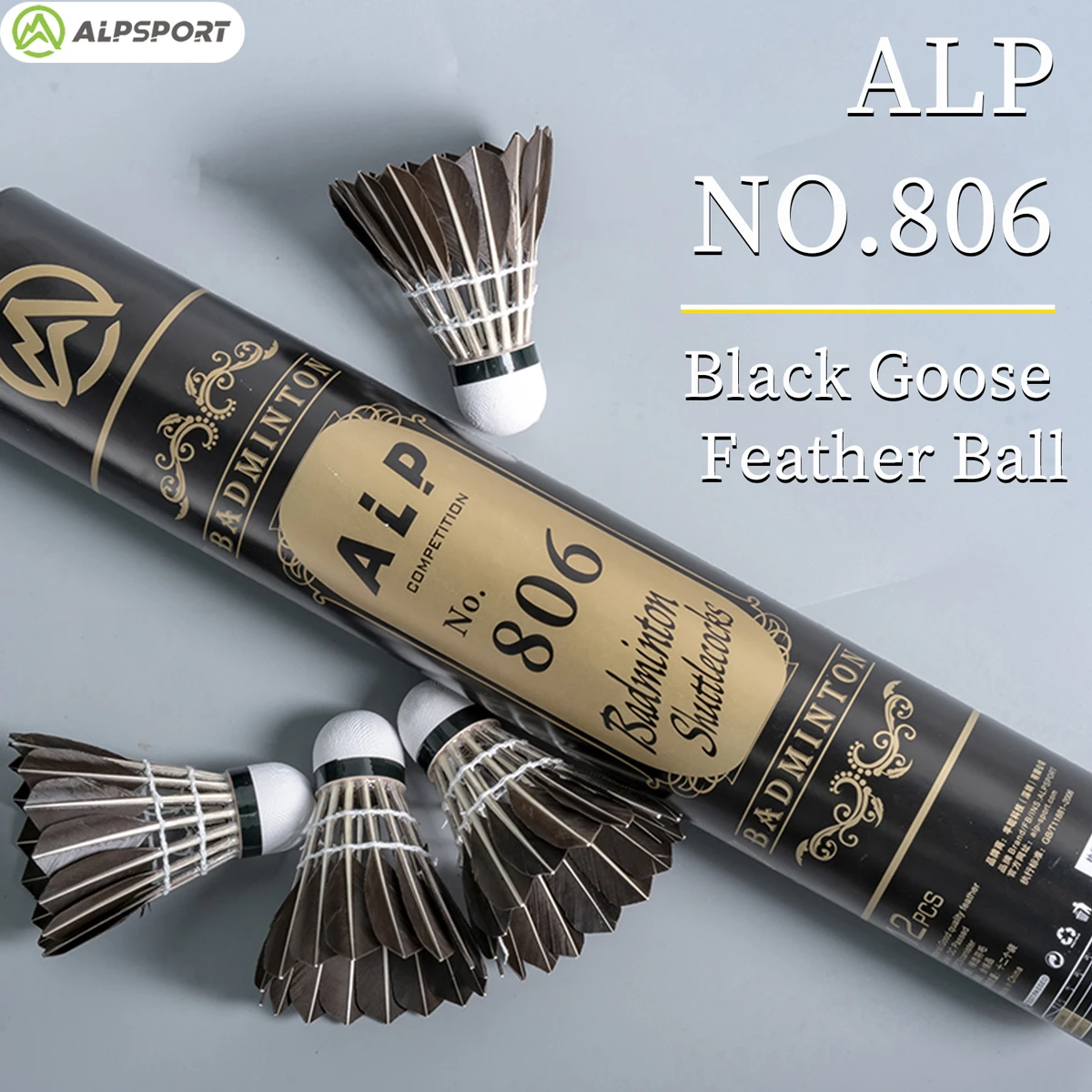 ALP 806 배드민턴 셔틀콕 12개 검은색 거위털 공 훈련용 스포츠 77 76 속도