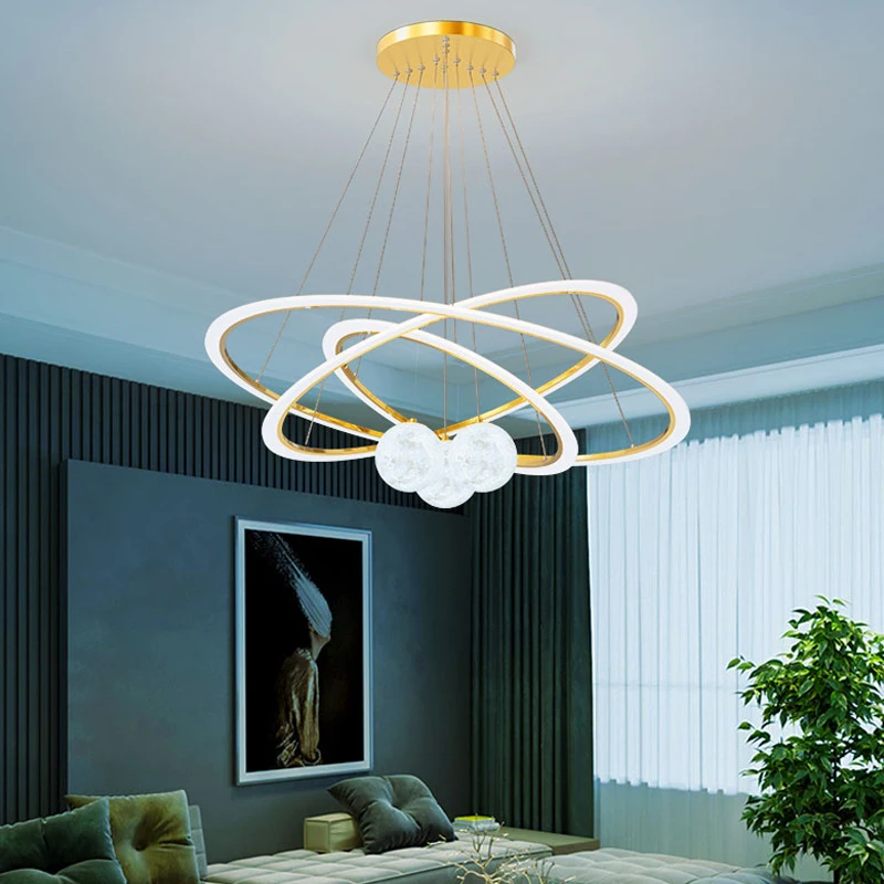 

Simple Living Chandeliers Nordic Creative Glass Ball Led Ring Pendant Lights Bedroom Restaurant Home Indoor Lighting Decor Lamps