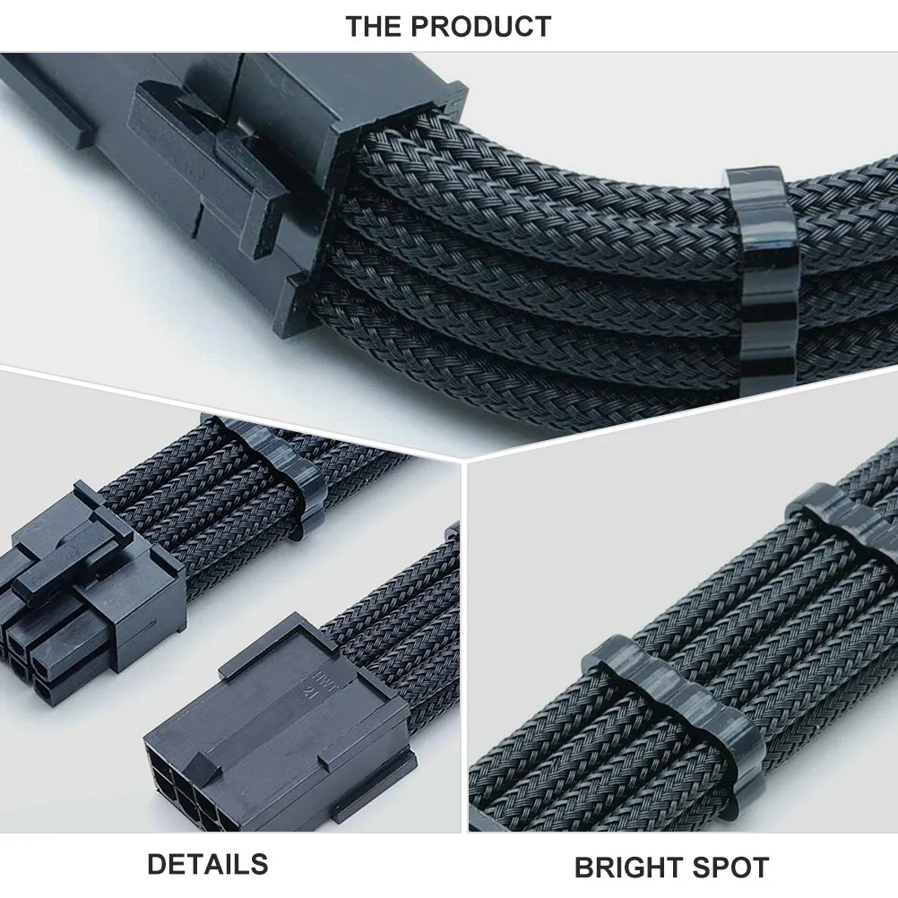 Nylon Braided Computer Motherboard Atx CPU Power Adapter Cable 8Pin 30Cm CPU Power Supply Extension Cable Organizer