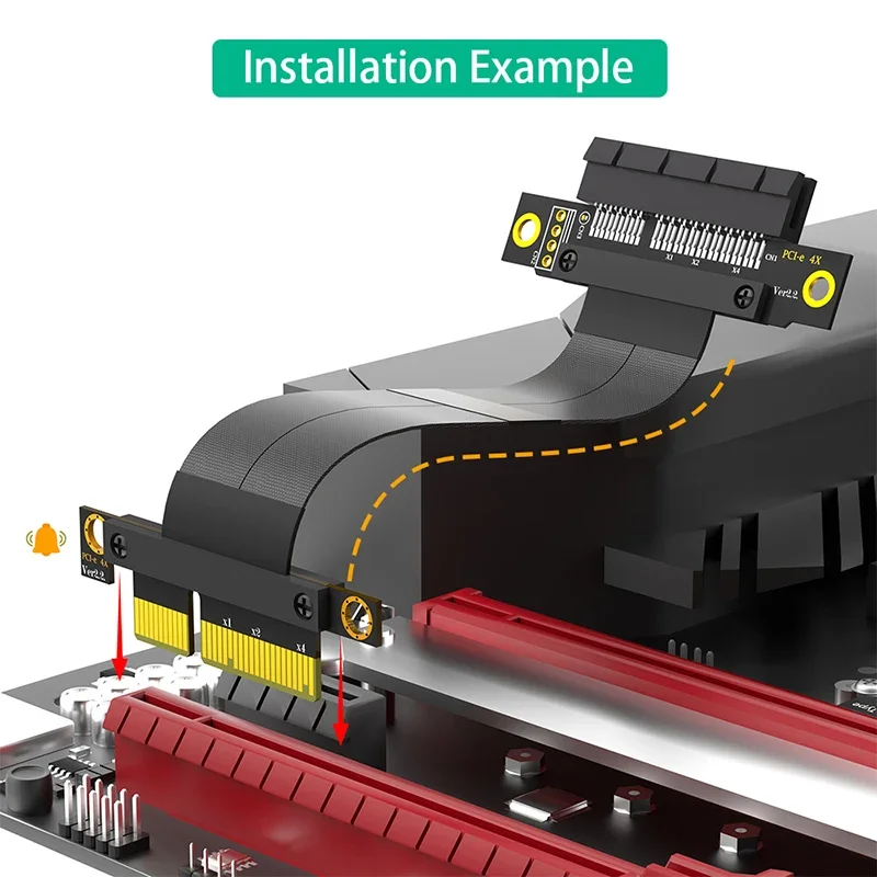 PCIE X4 Verlängerungs-Riser-Kabelverlängerung, vergoldete Anschlüsse, PCI Express 4X Stecker auf Buchse, Steckplatzadapter, PCI-E X4, flexibles Kabel