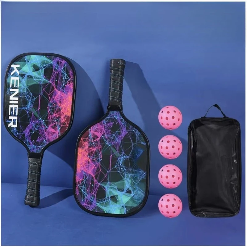 

Pickleball Rackets Set Pickleball Paddle Set of 2 Rackets & 4 Pickleballs Balls Lightweight Beach Tennis Pickleball Racquet gift
