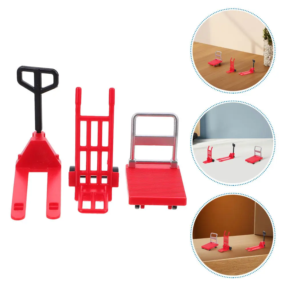 

3 комплекта миниатюрных тележек-платформ для погрузчиков, ручные тележки для строительных работ, маленькие портативные миниатюрные ручные тележки-катушки, игрушки