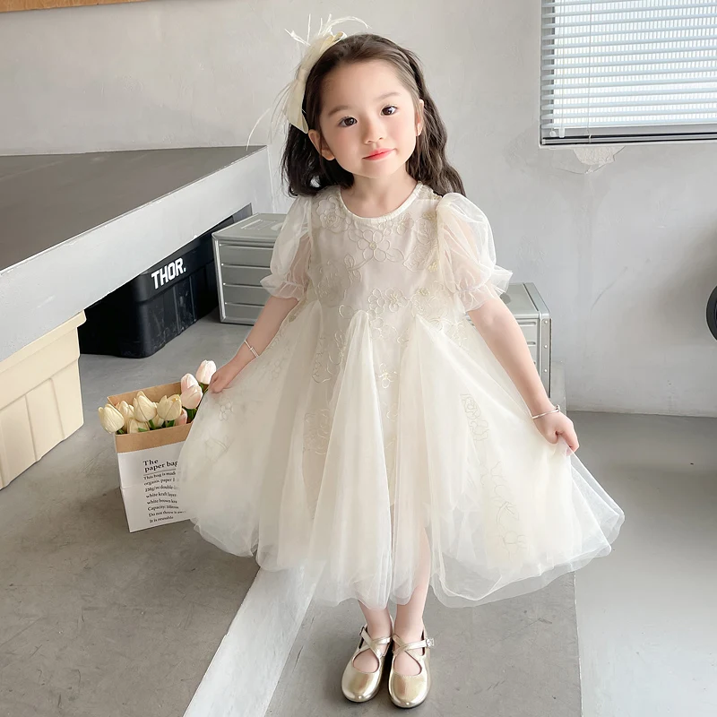 

Summer Baby Girls Dresses for Party and Wedding Bow Lace Floral Princess Dress Children Beach Vacation Clothing Kids Clothes