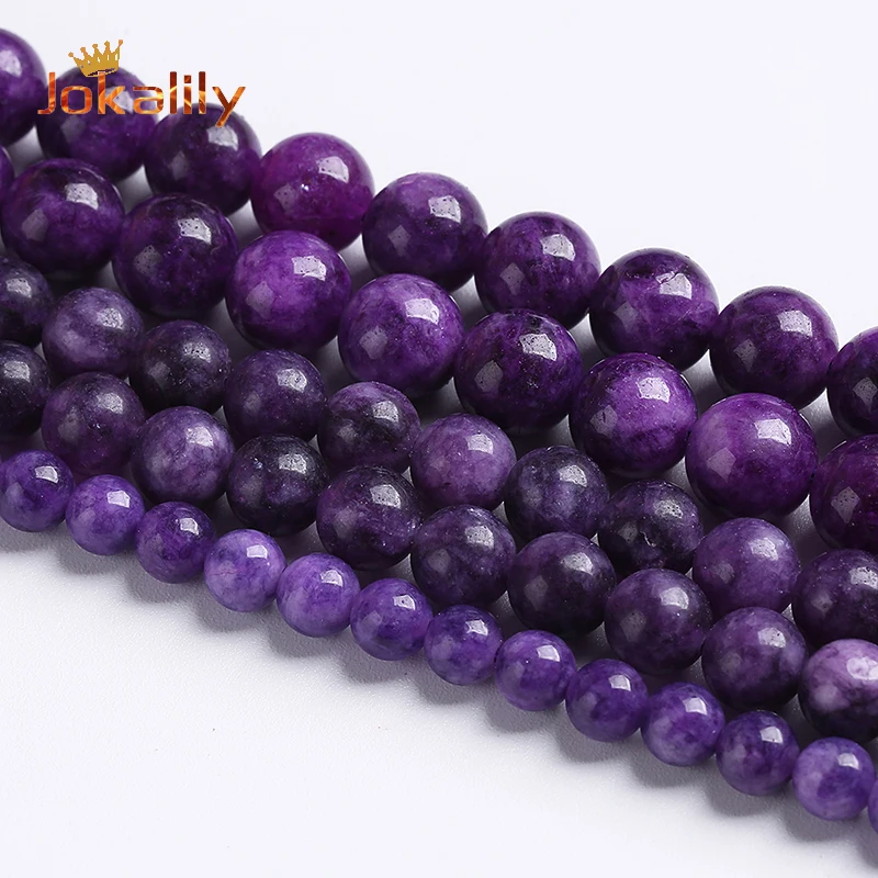 Round Charoite Beads For Jewelry Making Natural Purple Stone Round Loose Beads Diy Bracelets Necklaces Accessories 6 8 10mm 15\