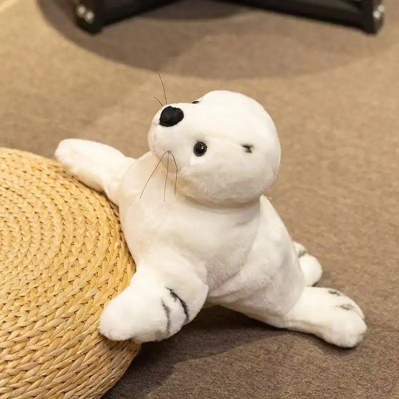 32/38cm New White Seal Doll Simulation Stuffed Plush Toy Handmade Doll Cartoon Anime Cute Children's Birthday Gift Fun Doll