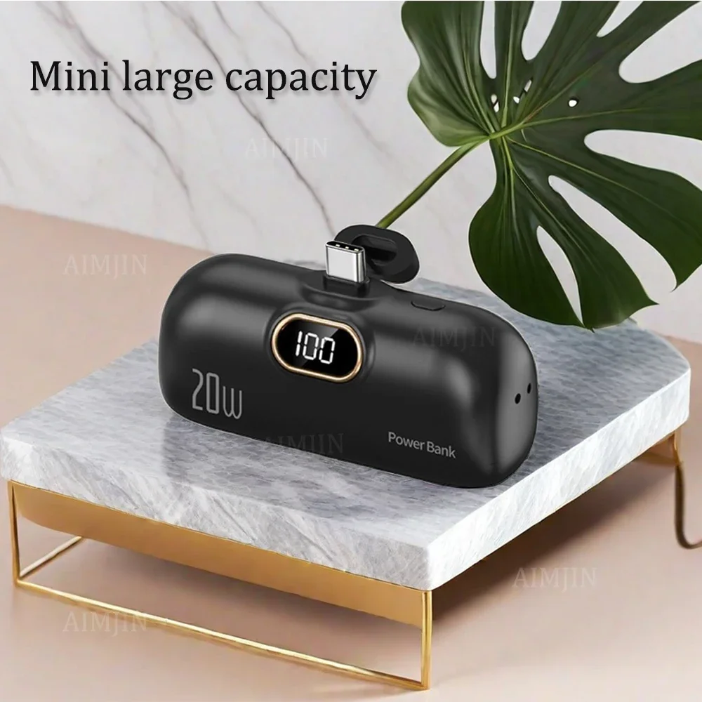 20W New Capsule Power Bank Mini Pocket Portable 100000mAh Fast Charging Mobile Power Supply