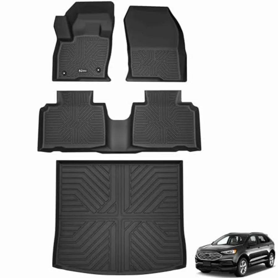 

Коврики для пола Ford Edge 2015-2026 годов выпуска, на заказ, из ТПЭ, всепогодные, для багажника, черные, для 1-го и 2-го рядов