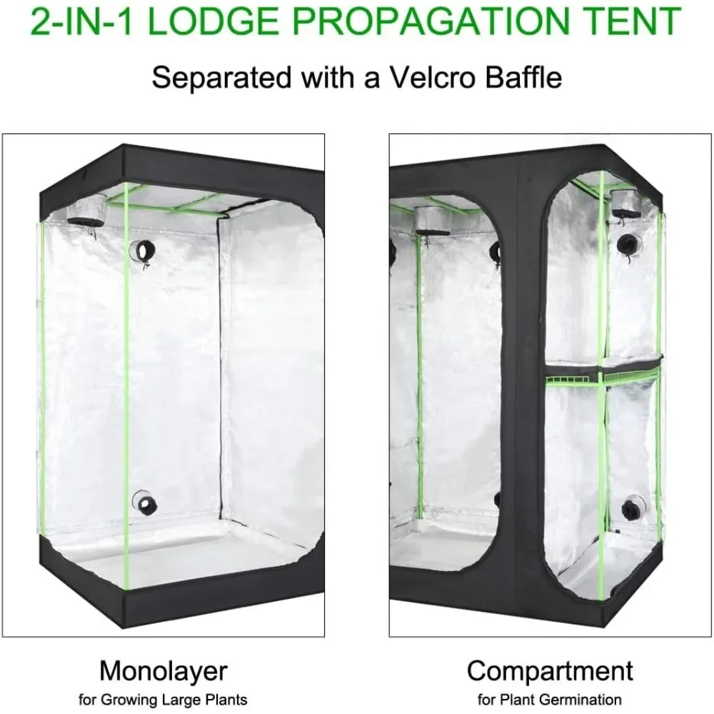 Upgraded 2-in-1 Mylar Hydroponic Grow Tent with Easy View Window and Floor Tray,Tent Kit for Indoor Plant Growing