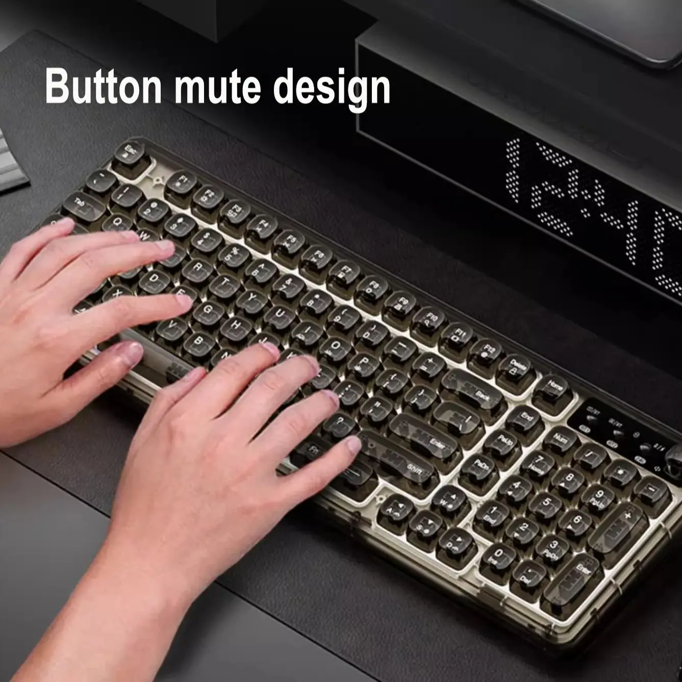 Crystal Transparent Wireless Keyboard Wireless+Bluetooth+wired 3 mode Rechargeable Mechanical Keyboard RGB Full-Color Backlight - Image 6